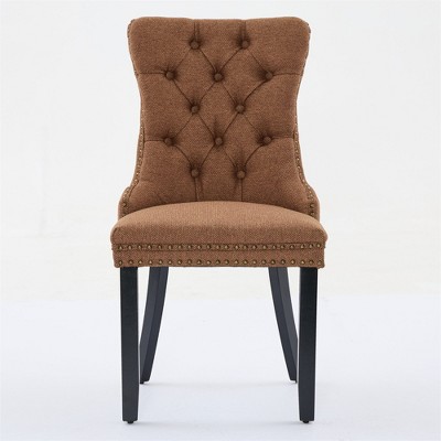 COWLOWN Set of 2 Modern Tufted Dining Chairs, Armless Chairs with Rubberwood Legs