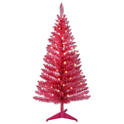 NAYSAYE Christmas Tree Stand 4FT Red Tree 122 Tips with Metal Stand for Christmas Decorations, Red, 17.25"*25"*48"