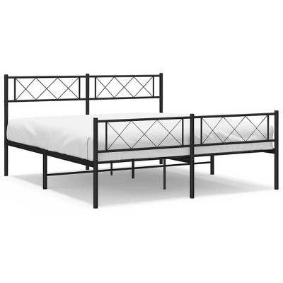 vidaXL Full Metal Bed Frames with Headboard, Under Bed Storage, Noise Free, Black, No Mattress