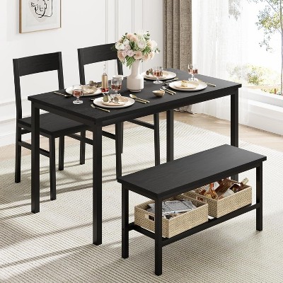 Coucheta 4-Piece Dining Table Set with Bench & Storage - Space-Saving Kitchen Table for Small Spaces, Durable MDF Top