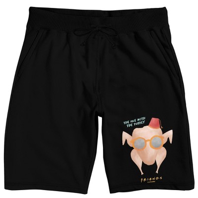 Friends TV The One With The Turkey Men's Black Sleep Pajama Shorts