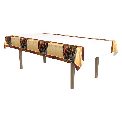 Beistle Turkey table cover, 54" x 108", (2/Pkg) Multicolored