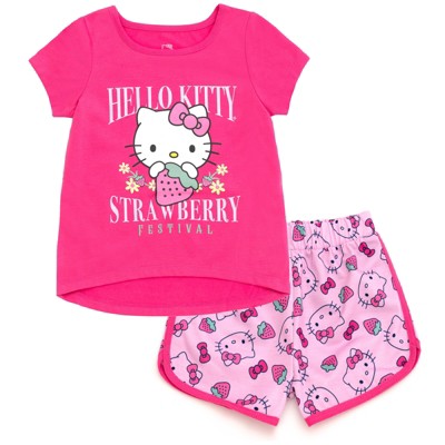 Hello Kitty T-Shirt French Terry Dolphin Shorts Outfit Set Toddler