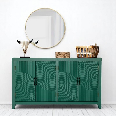59" Mid Century Modern Accent Cabinet with 4 Doors, Vintage Wood Buffet Sideboard with Open Storage,Console Cabinet for Entryway, Living Room,Bedroom