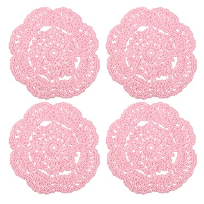 Unique Bargains Cotton Embroidered Lace Vintage Coasters 4 Pcs 3.94"