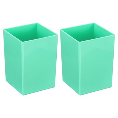 Unique Bargains Square Plastic Pencil Pen Makeup Brush Holder Desktop Organizer 2 Pcs