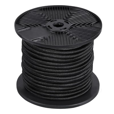 VEVOR 1/4 inch Bungee Cord, 120 ft/36 m Spool Heavy Duty Bungee Straps, 100% Stretch Elastic Bungee Rope for Cargo, Tarps, Camping, Black