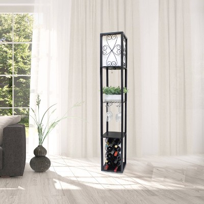Etagere Organizer Storage Shelf Floor Lamp with Linen Shade - Simple Designs