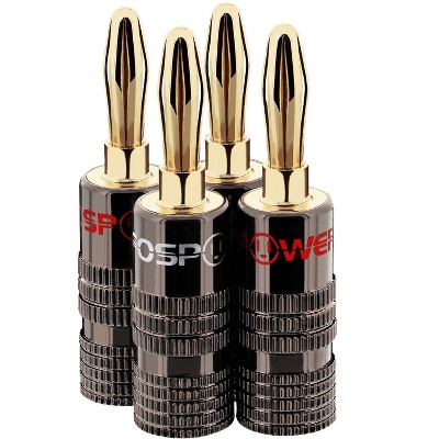 FosPower Banana Plugs, Closed Screw 24K Gold Plated Banana Speaker Plug Connectors for Speaker Wire, Wall Plate, Home Theater
