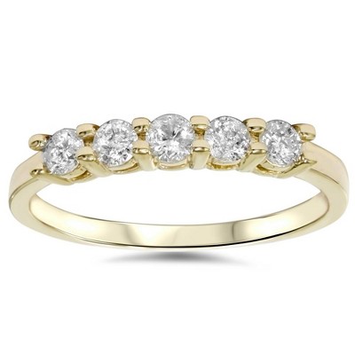 Pompeii3 3/4ct Diamond 5-Stone Wedding Anniversary 14K Yellow Gold Ring