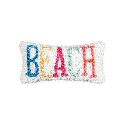 C&F Home Small/Petite "Beach" Script Hooked Accent Pillow, 6" x 12"