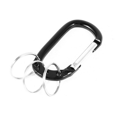 Unique Bargains Aluminum Camping Carabiner Key Ring Black Silver Tone 1 Pc