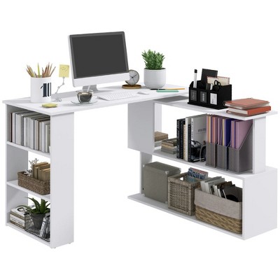 Resenkos L Shaped Desk,Corner Computer Desk, 360 Degree Rotating Office Desk, Writing Table Workstation, White