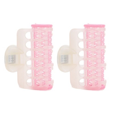 Unique Bargains Women's Heatless Voluminous Hair Roller 2.76"x2.09" Pink White 2pcs