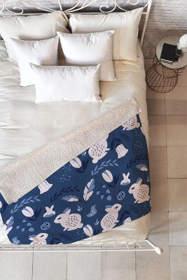 BlueLela Rabbits and Flowers 60" x 80" Fleece Blanket - Deny Designs