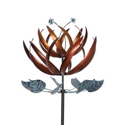 Cyan Oasis 84-Inch Copper Flower Wind Spinner