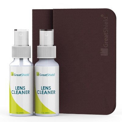 GreatShield Lens Cleaner Spray Kit - Spray Bottle and Microfiber Cloths