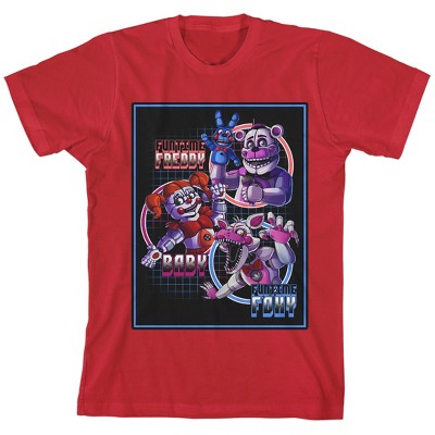 Bioworld Five Nights at Freddy's Fun Time Characters Youth Red Short Sleeve Tee