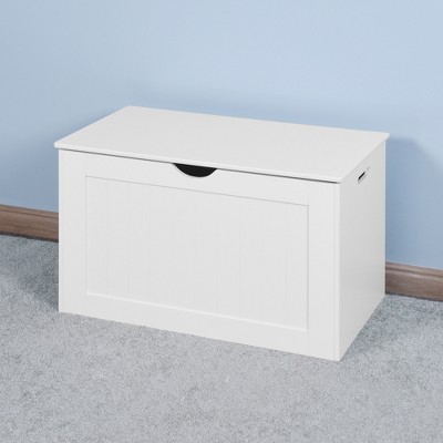 ORRD White Lift Top Entryway Storage Cabinet with 2 Safety Hinge, Wooden Toy Box
