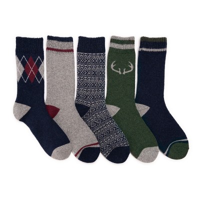 Muk Luks Men's 5 Pack Wool Socks
