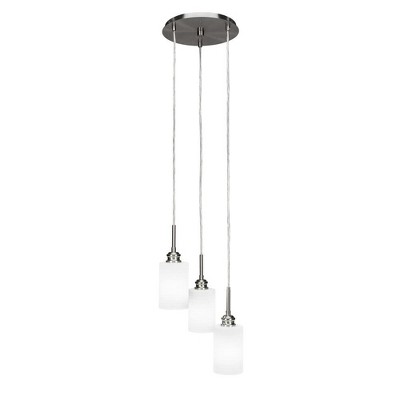 Toltec Lighting Edge 3 - Light Pendant in  Brushed Nickel with 4" White Matrix Shade
