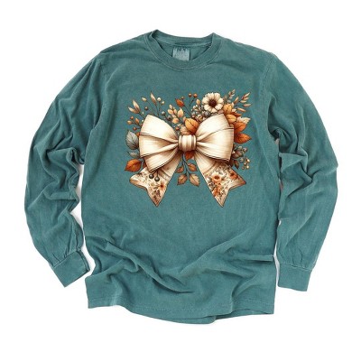 Simply Sage Market Women's Fall Flower Coquette Long Sleeve Garment Dyed Tee