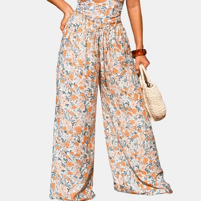 Women's Breezy Floral Wide-Leg Pants for Beach Getaways - Cupshe