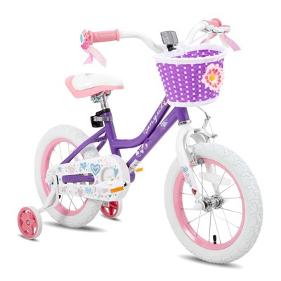 Itopfox Angel Girls Bike for Toddlers and Kids with Training Wheels & Basket, Handbrake & Kickstand, Perfect for Riding Fun