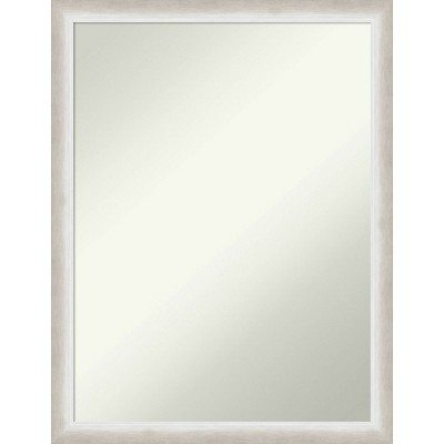 20"x26" Non-Beveled Two Tone Wood Wall Mirror for Bathroom, Silver - Amanti Art: Includes Mounting Hardware
