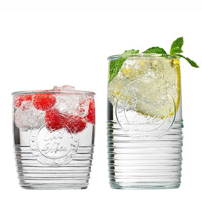 Le'raze Rustic Charm Mason Drinking Glasses Set - 8 Piece Durable Glassware Collection.