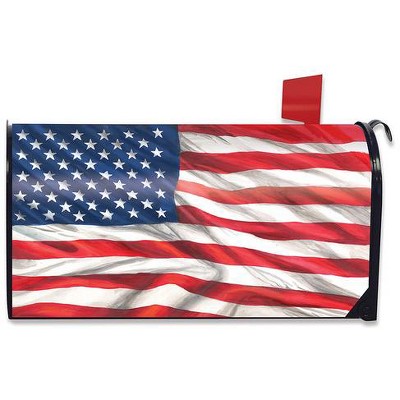 Briarwood Lane Everyday Mailbox Cover  - Standard Size - American Flag Waving Magnetic Mailbox Cover