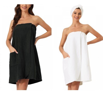 INSPIRE CHIC Women's 2 Pcs Bath Gym Towel Wrap with Shower Cap Spa Robe