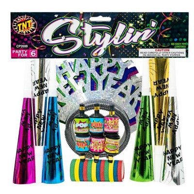 TNT Fireworks Stylin New Years Bag Multipack - 36pk: Celebratory Party Favors, Snappers & Confetti Popper, Safe Use