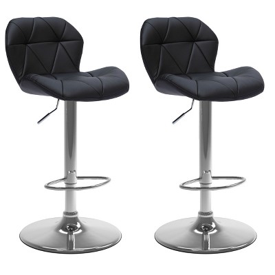 Set of 2 Adjustable Hex Design Bonded Leather Barstool - Corliving