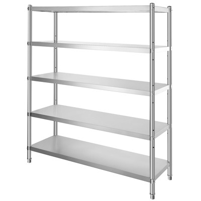 VEVOR Storage Shelf, 5-Tier Storage Shelving Unit, Stainless Steel Garage Shelf, 70.9 x 17.7 x 70.9 inch Heavy Duty Storage Shelving, Silver