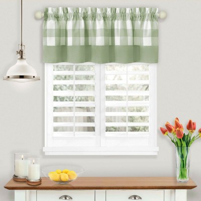 Kate Aurora Modern Farmhouse Buffalo Plaid Checkered Rod Pocket Window Valance