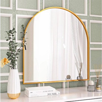 HOMLUX 32"x34" Decorative Bathroom Wall Mirror Arched Mantle Mirror: Metal Frame, Modern Decor