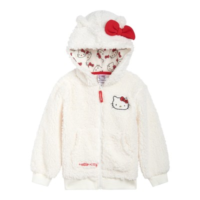 Hello Kitty Girls Cozy Faux Sherling Zip Up Cosplay Hoodie Toddler