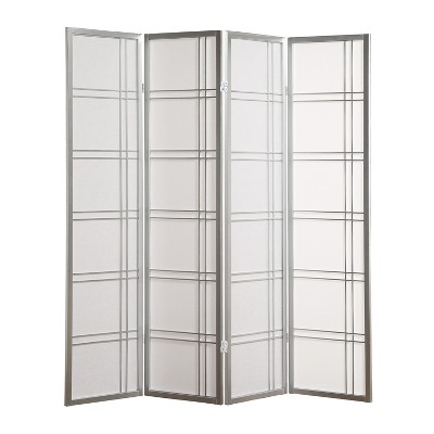 Gulches 70 Inch Silver 4 Panel Partitions and Room Dividers Featuring Double - Line Design