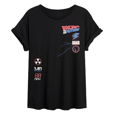 Women's - Back to the Future - License Plate And Icon Oversized Graphic T-Shirt