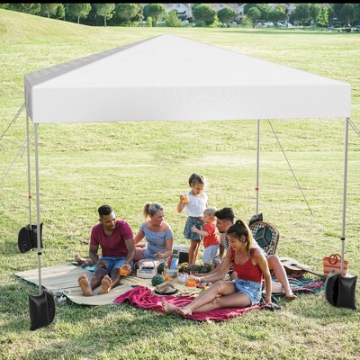 10 x 10ft Heavy Duty Pop Up Canopy, Portable Outdoor Canopy with Wheeled Bag, 4 Sand Bags, Ropes & Stakes, Weatherproof & Waterproof Tent