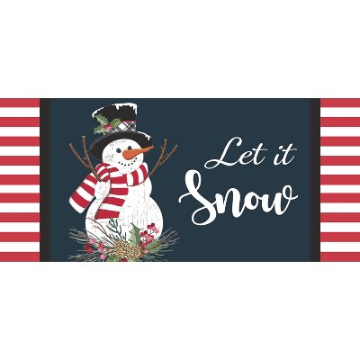 Evergreen Holly Snowman Sassafras Indoor Outdoor Switch Doormat 1'10"x10" Multicolored