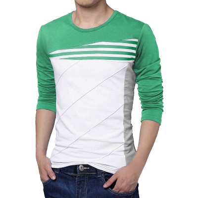 Lars Amadeus Men's Color Block Round Neck Long Sleeve Pullover T-shirt