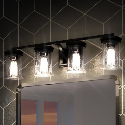 Urban Ambiance Luxury French Rustic Bath Vanity Light,  7.25"H x 33.25"W,  Midnight Black Finish, UHP3771