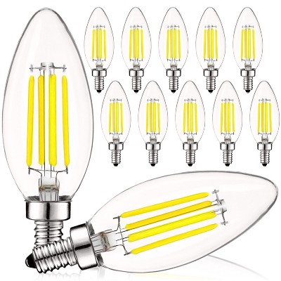 Luxrite Vintage Candelabra LED Bulb 60W Equivalent, 550 Lumens, 5000K Bright White, 5W, Dimmable, LED Candle Bulbs, E12 Base 12 Pack