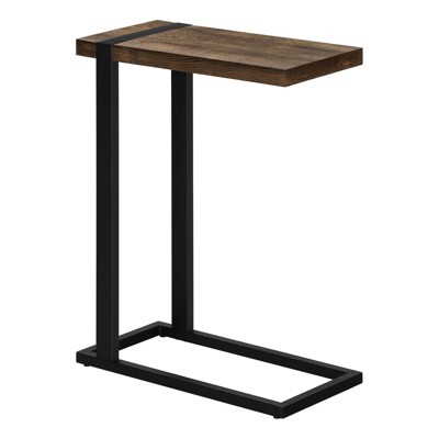 FONTOI C-shaped End Table, Side Table, Accent Table for Living Room Bedroom, Black&Dark Brown, 10.25"*25.25"*18.25"