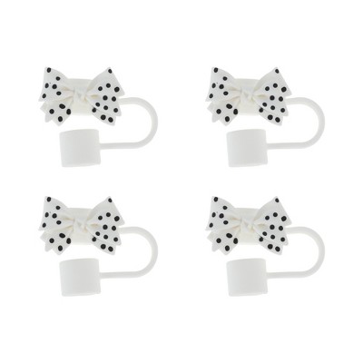 Unique Bargains Spotted Butterfly Straw Cover Cap 4 Pcs