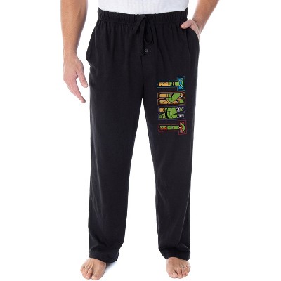 Teenage Mutant Ninja Turtle Men's TMNT Characters In Logo Pajama Pants Black