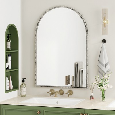 Grungis Oval Vanity Wall Mirror for Bathroom,Iron Retro Antique Mirror with Wall Hanging for Bedroom Living Room,Iron Frame