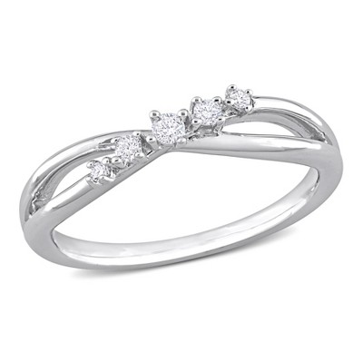 EVERLY JEWELRY | Sterling Silver 1/10 CT TDW Diamond Bypass Ring
